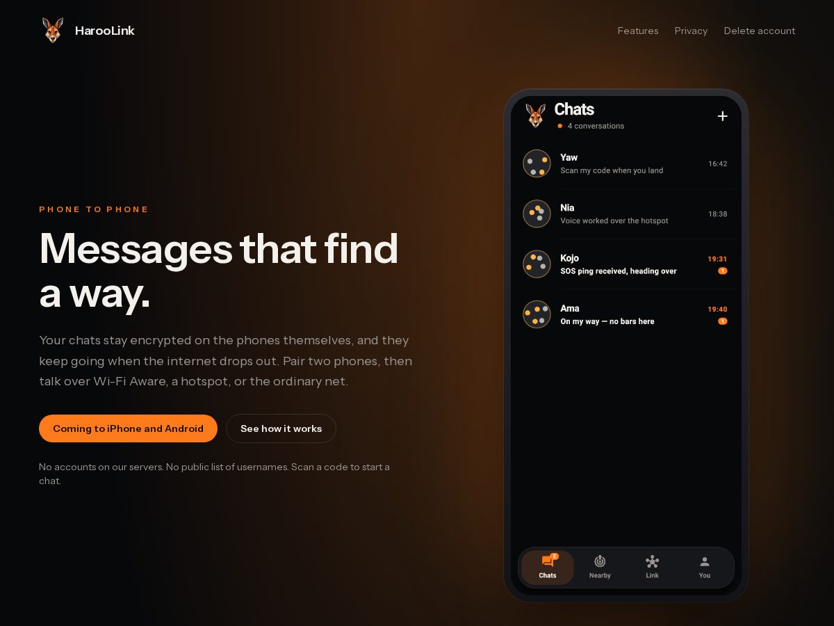 Landing-page snapshot of haroolink.com