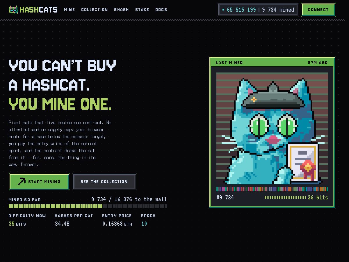 Landing-page snapshot of hashkats.fun