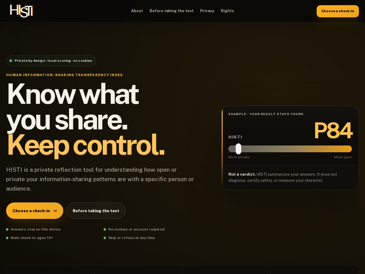 Landing-page snapshot of histi.org