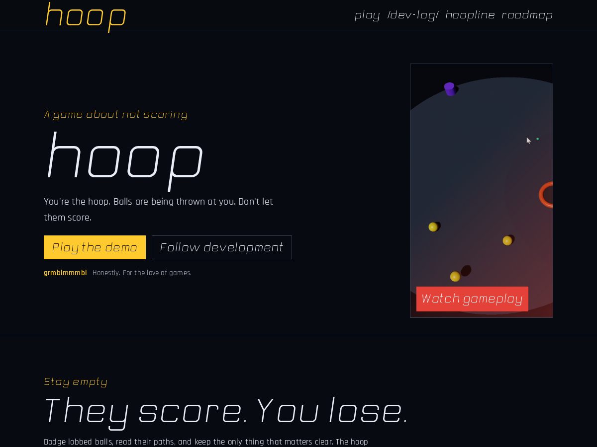 Landing-page snapshot of hoop-game.com
