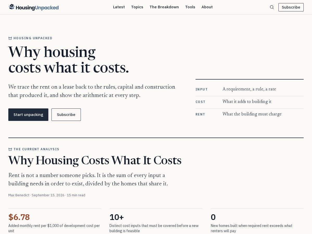 Landing-page snapshot of housingunpacked.com