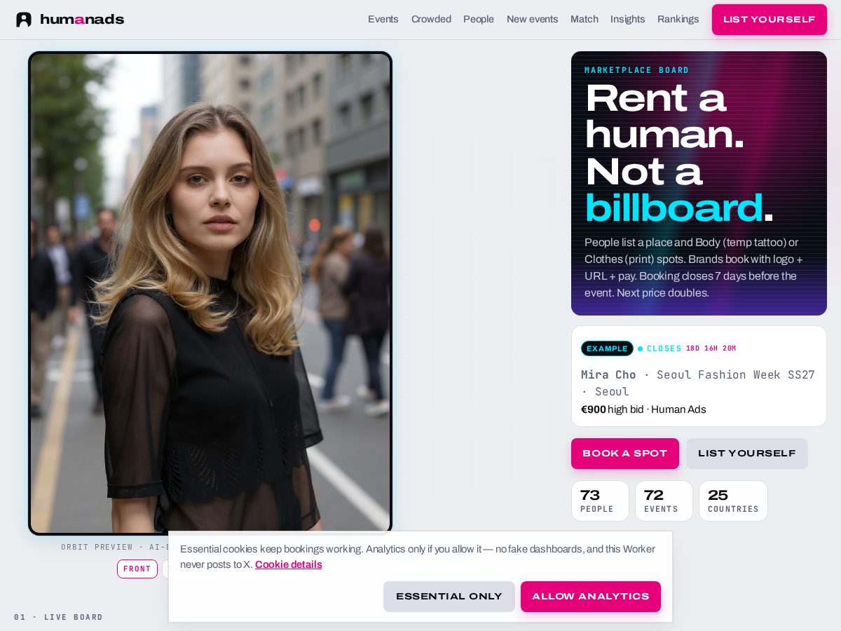 Landing-page snapshot of humanads.app