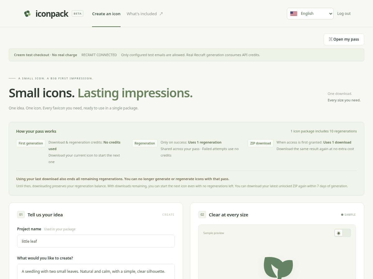 Landing-page snapshot of iconpack.app