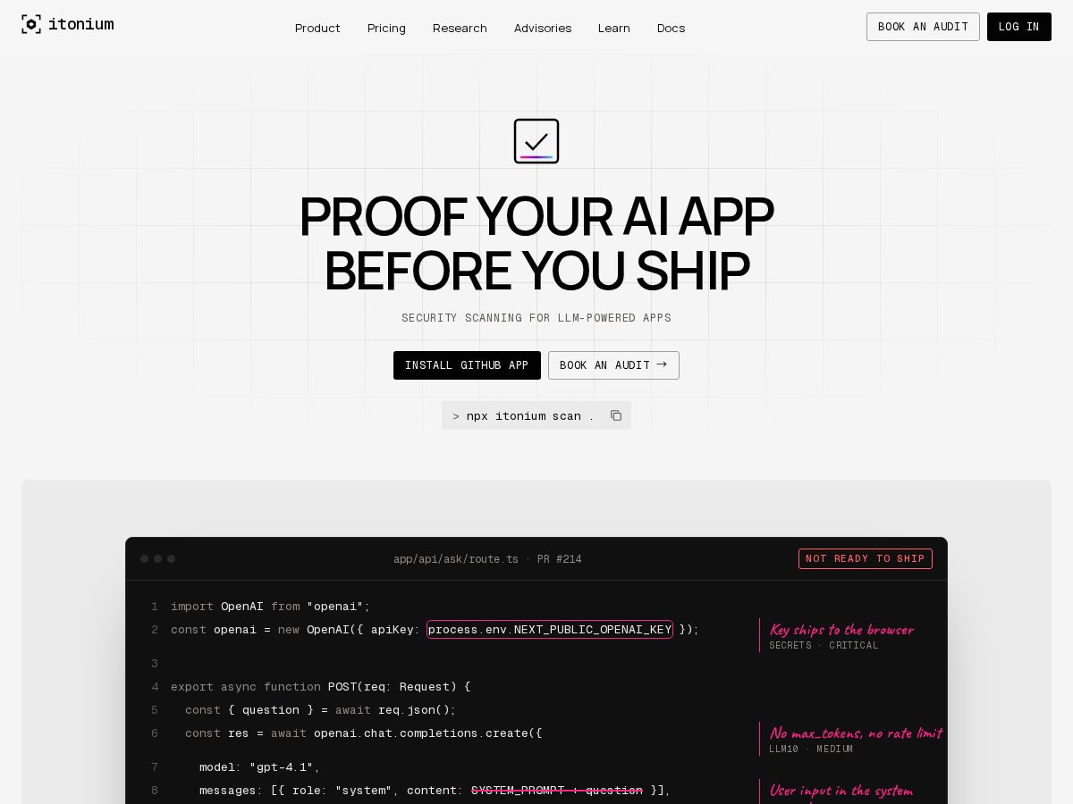 Landing-page snapshot of itonium.dev