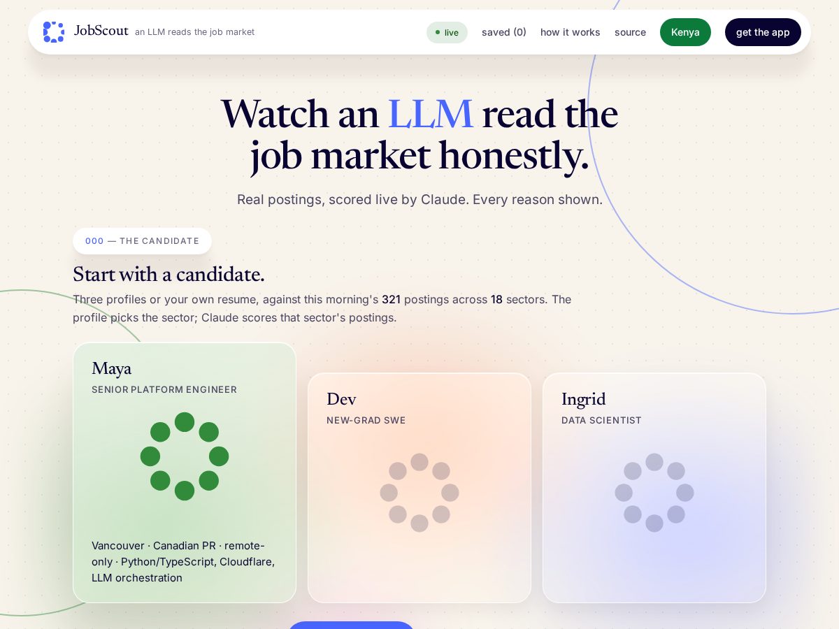 Landing-page snapshot of jobscout.page
