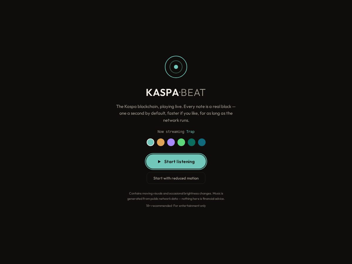 Landing-page snapshot of kaspabeat.com