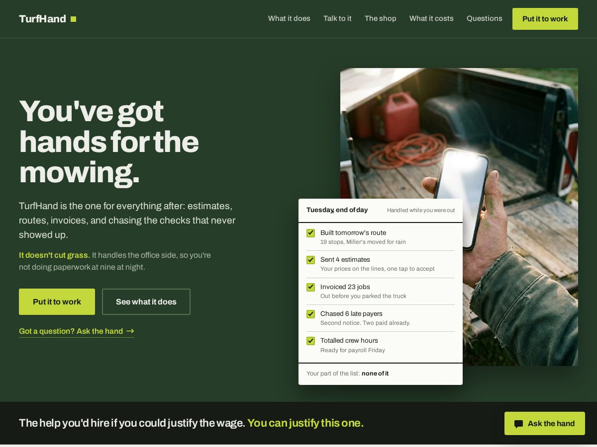 Landing-page snapshot of kerfhand.com