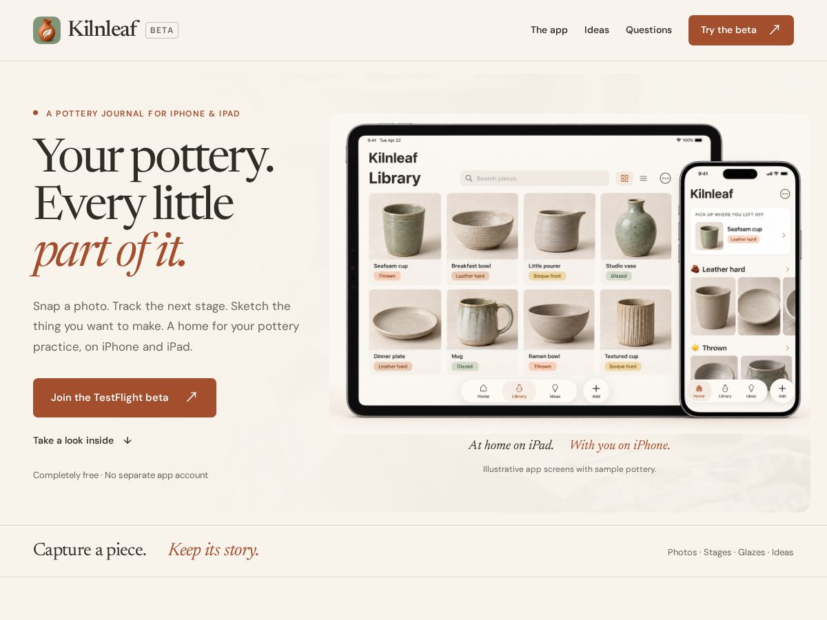 Landing-page snapshot of kilnleaf.com