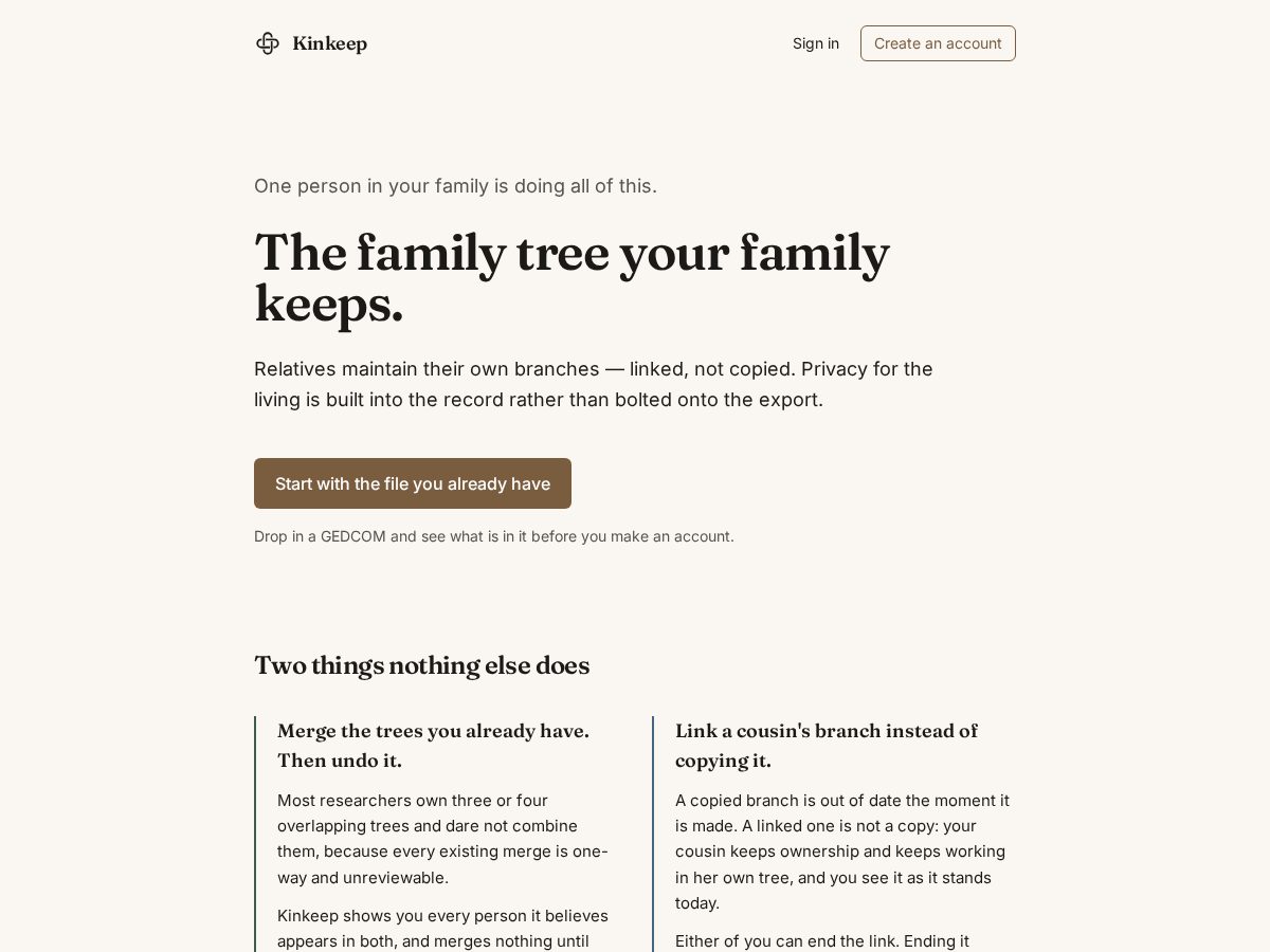 Landing-page snapshot of kinkeep.online