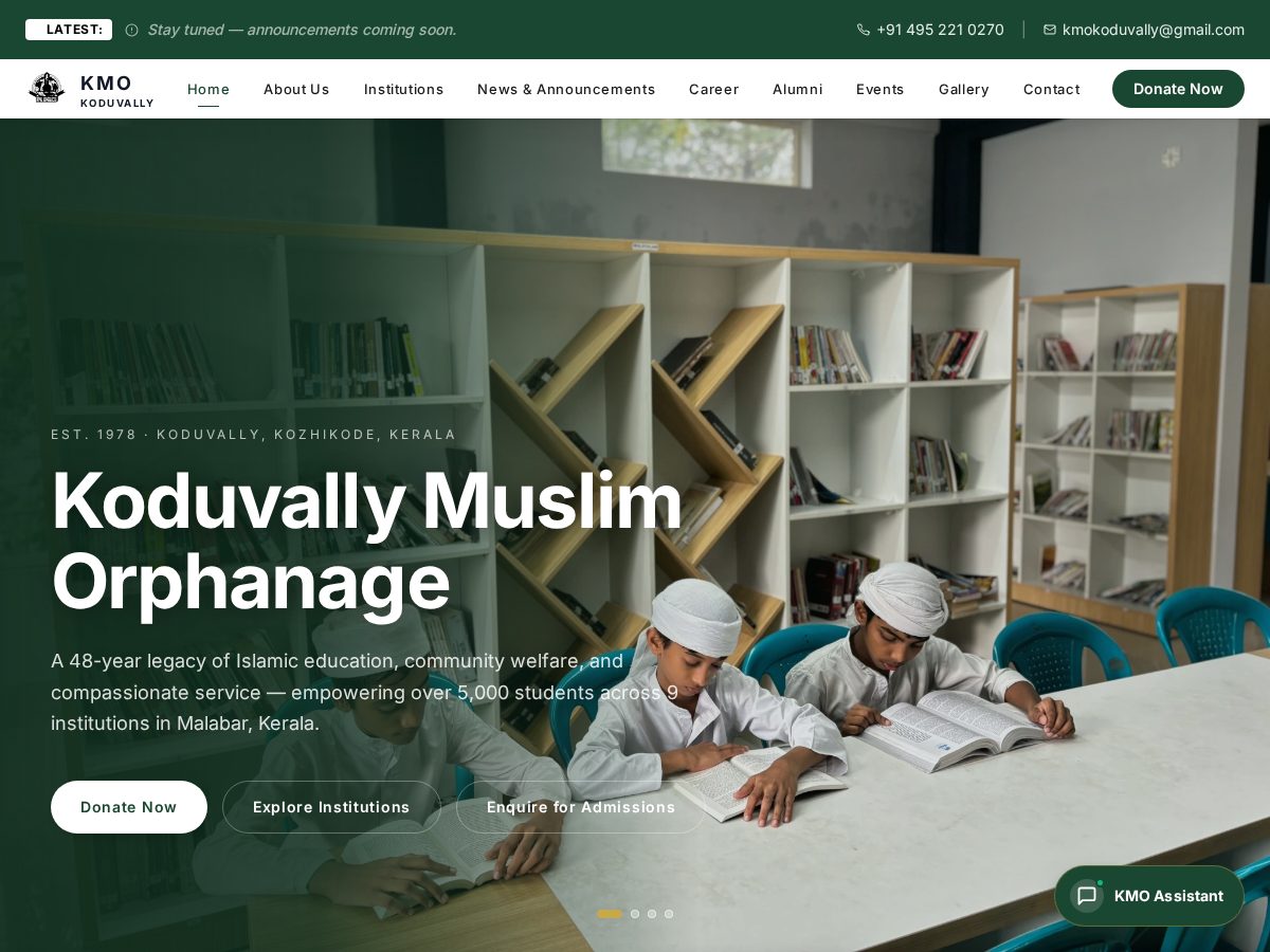 Landing-page snapshot of kmokoduvally.org