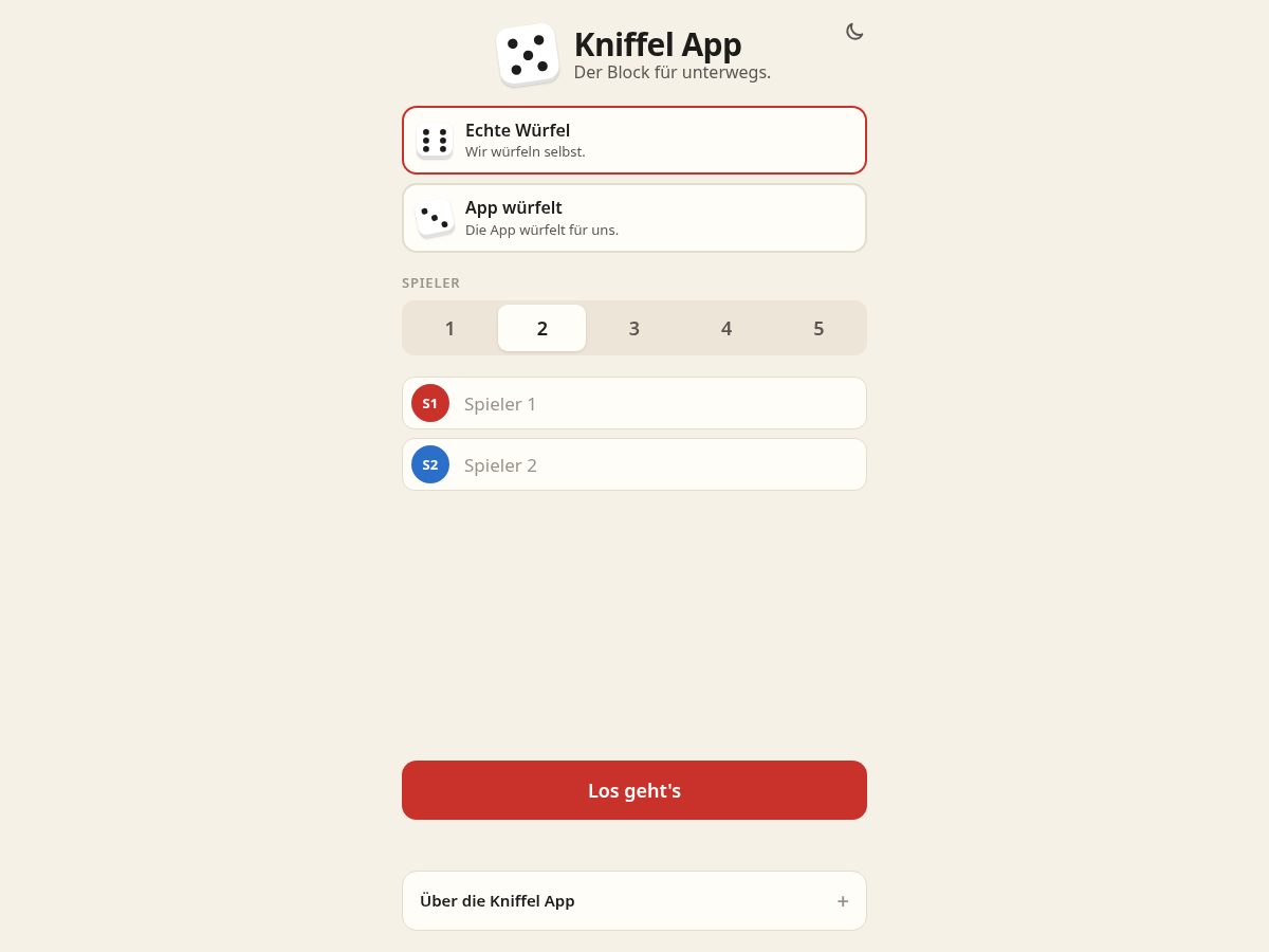 Landing-page snapshot of kniffel.app