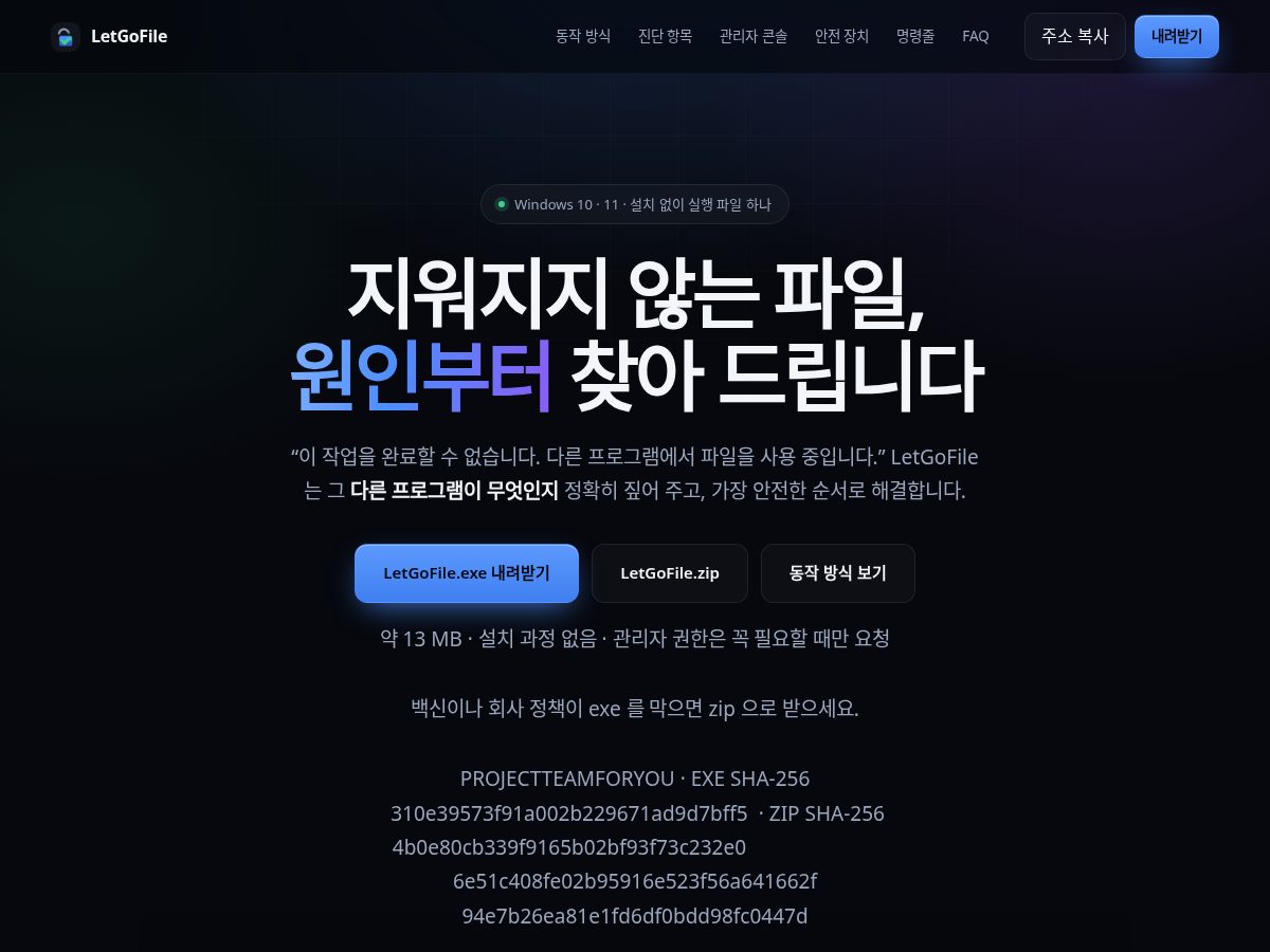 Landing-page snapshot of letgofile.com