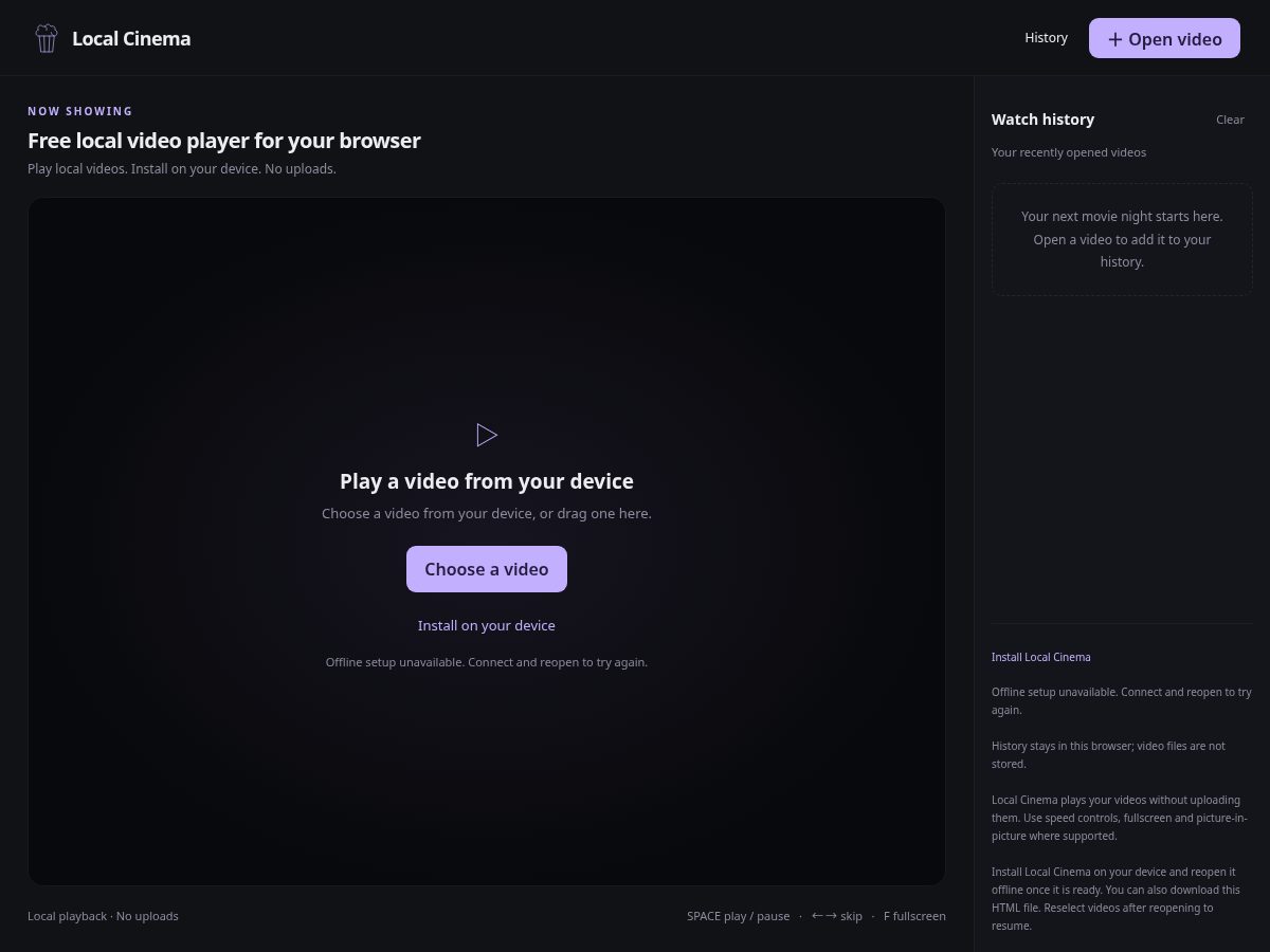 Landing-page snapshot of local-cinema.online
