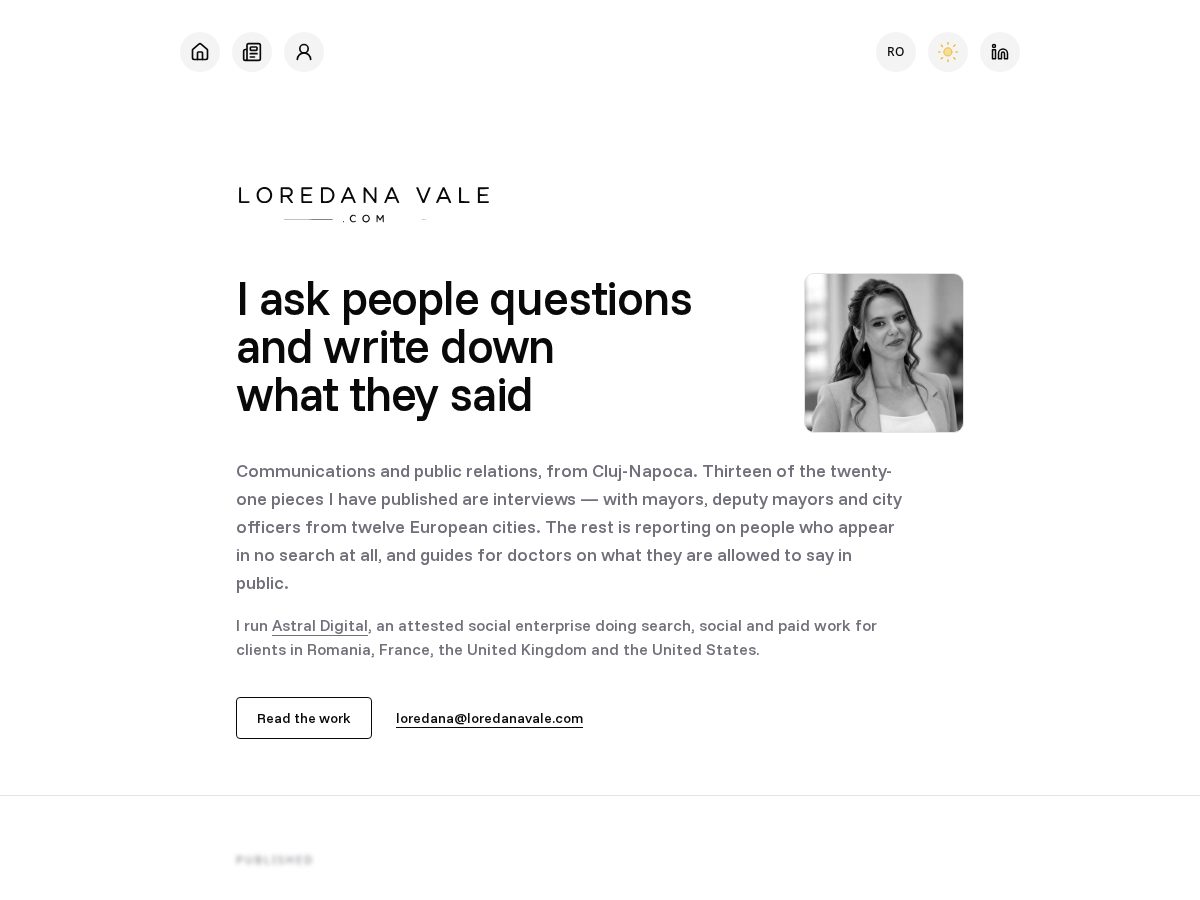 Landing-page snapshot of loredanavale.com