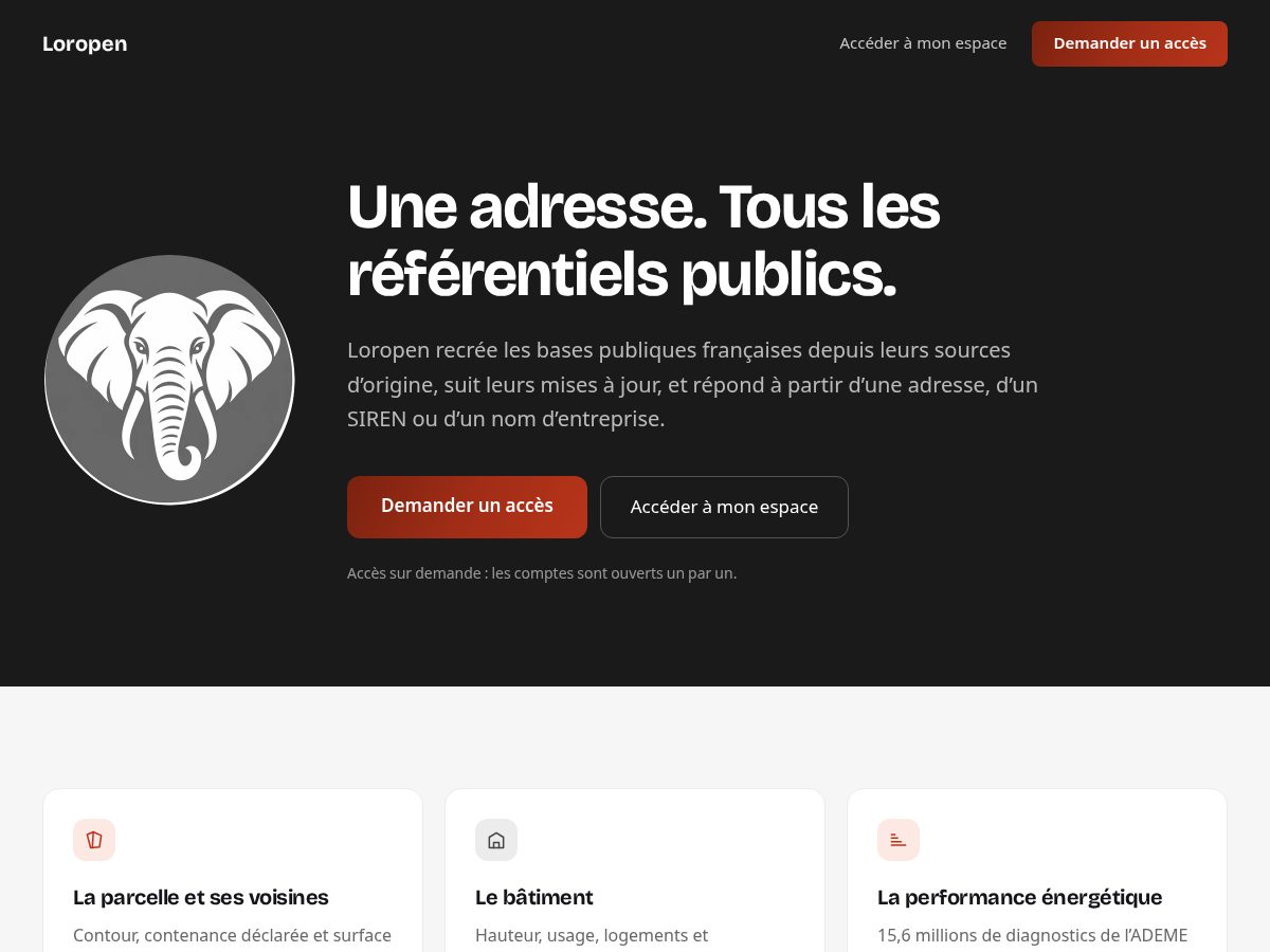 Landing-page snapshot of loropen.com
