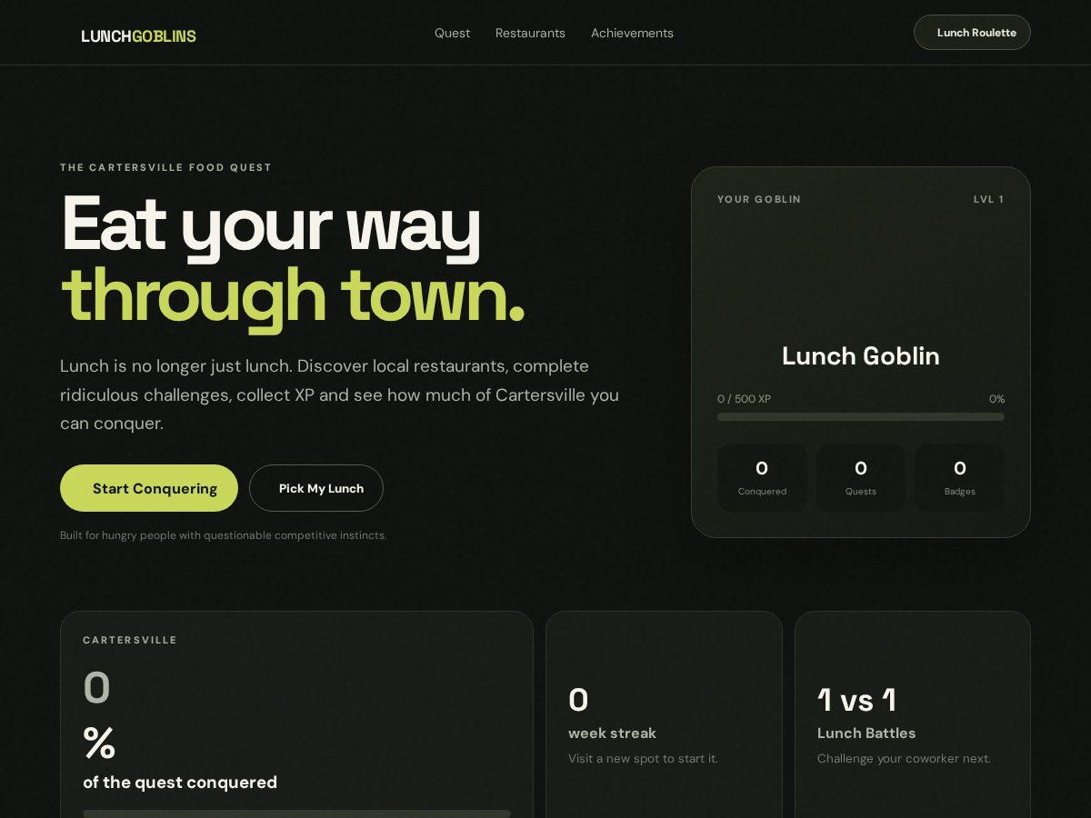 Landing-page snapshot of lunchgoblins.com