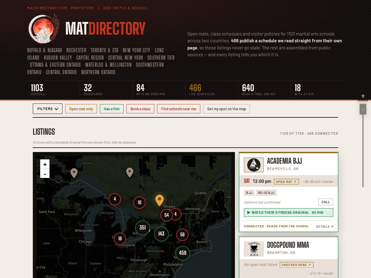 Landing-page snapshot of matdirectory.com