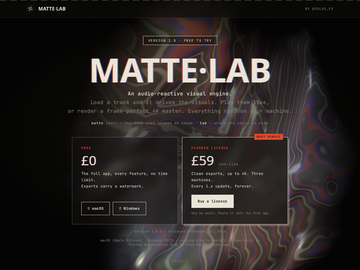 Landing-page snapshot of mattelabapp.com