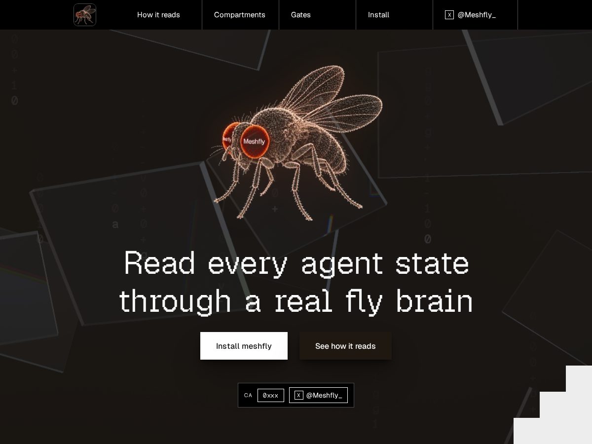 Landing-page snapshot of meshfly.tech