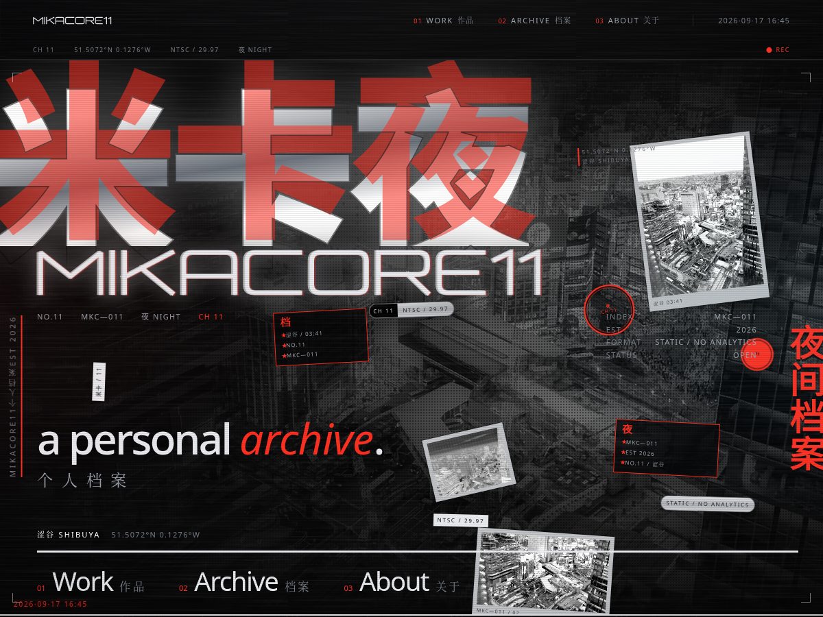 Landing-page snapshot of mikacore11.com