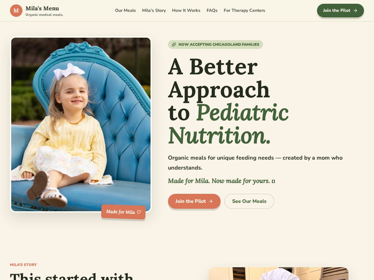 Landing-page snapshot of milasmenu.com