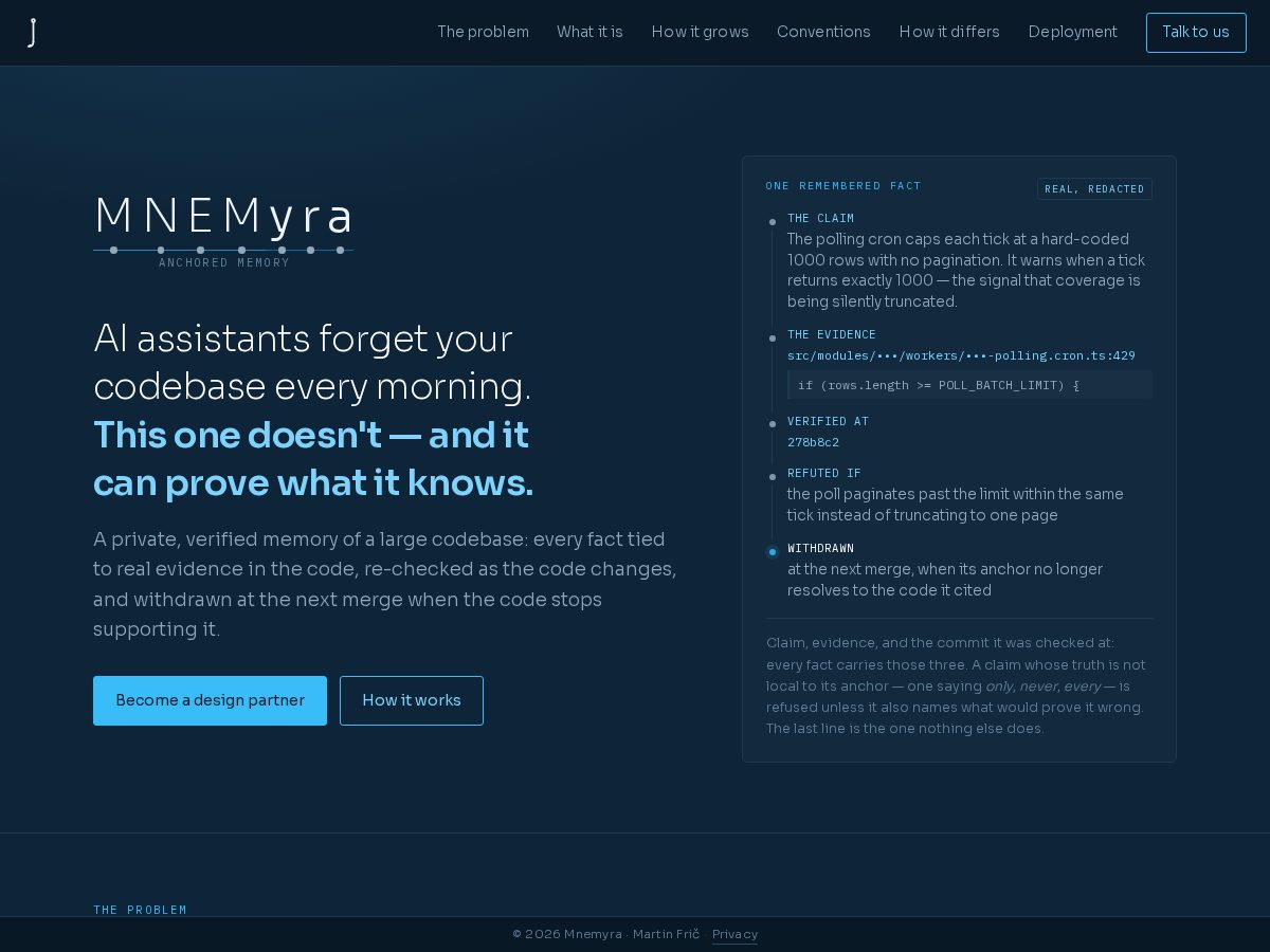 Landing-page snapshot of mnemyra.com