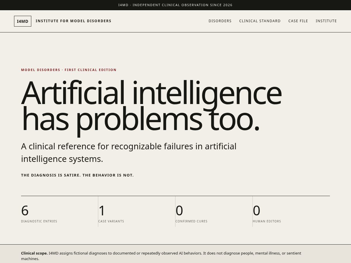 Landing-page snapshot of modeldisorders.com