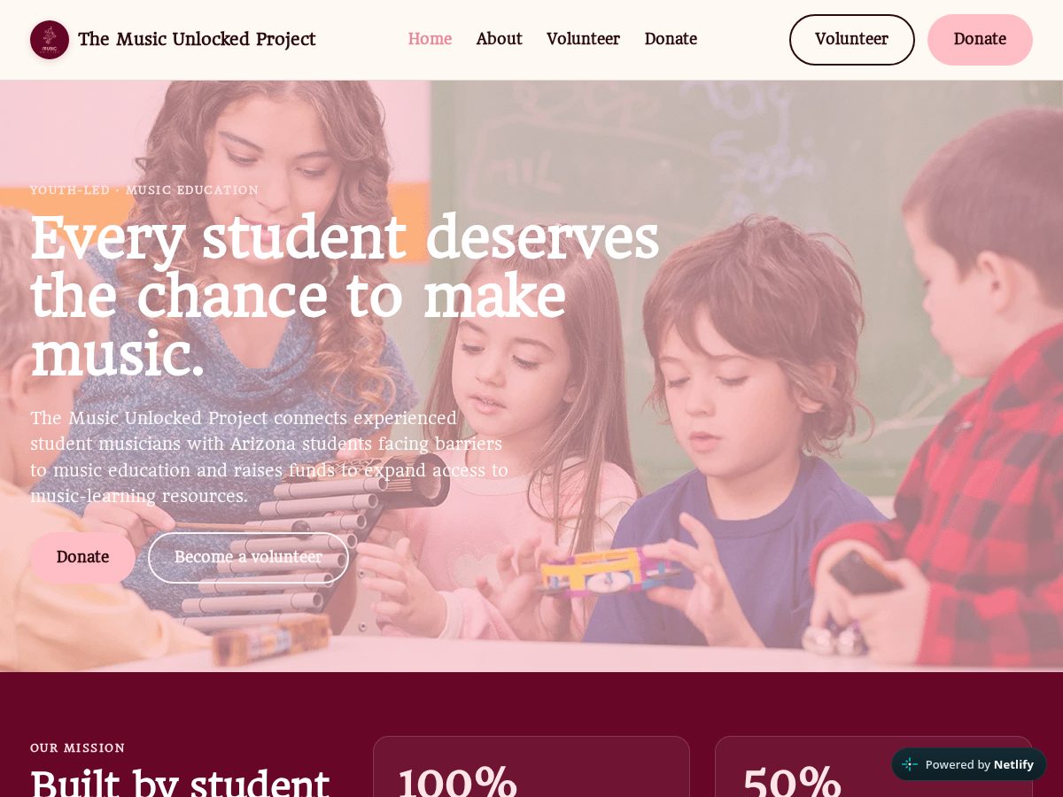 Landing-page snapshot of musicunlocked.org