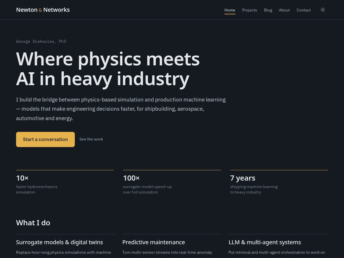 Landing-page snapshot of newtonandnetworks.com