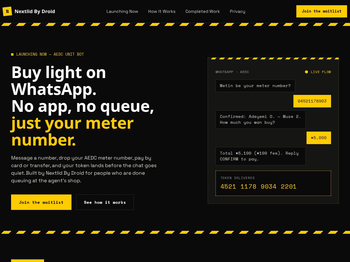 Landing-page snapshot of nextlid.space