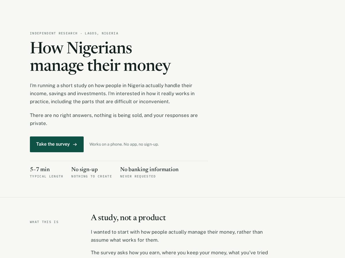 Landing-page snapshot of nigerianmoneystudy.com