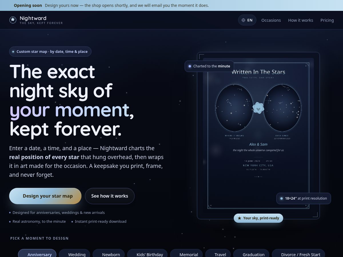 Landing-page snapshot of nightward.net