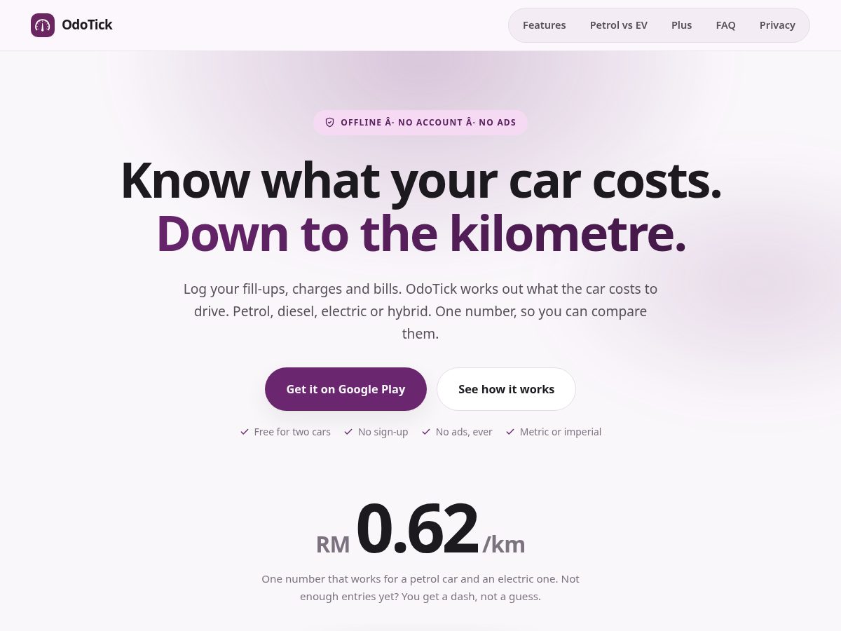 Landing-page snapshot of odotick.com