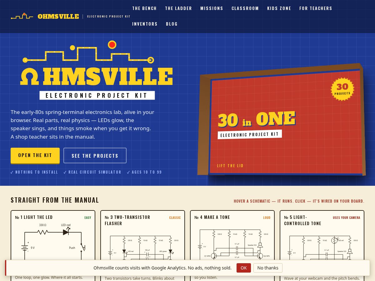 Landing-page snapshot of ohmsville.com