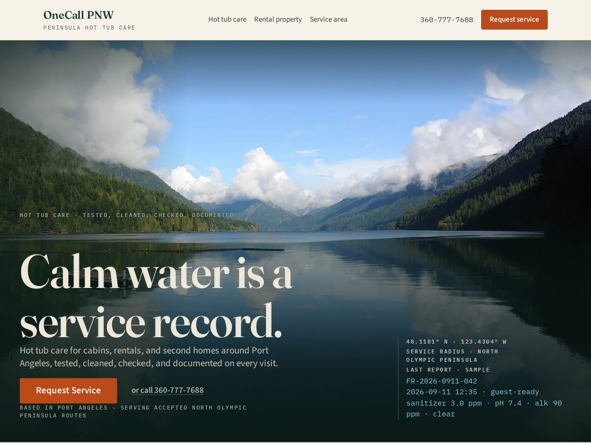 Landing-page snapshot of onecallpnw.com