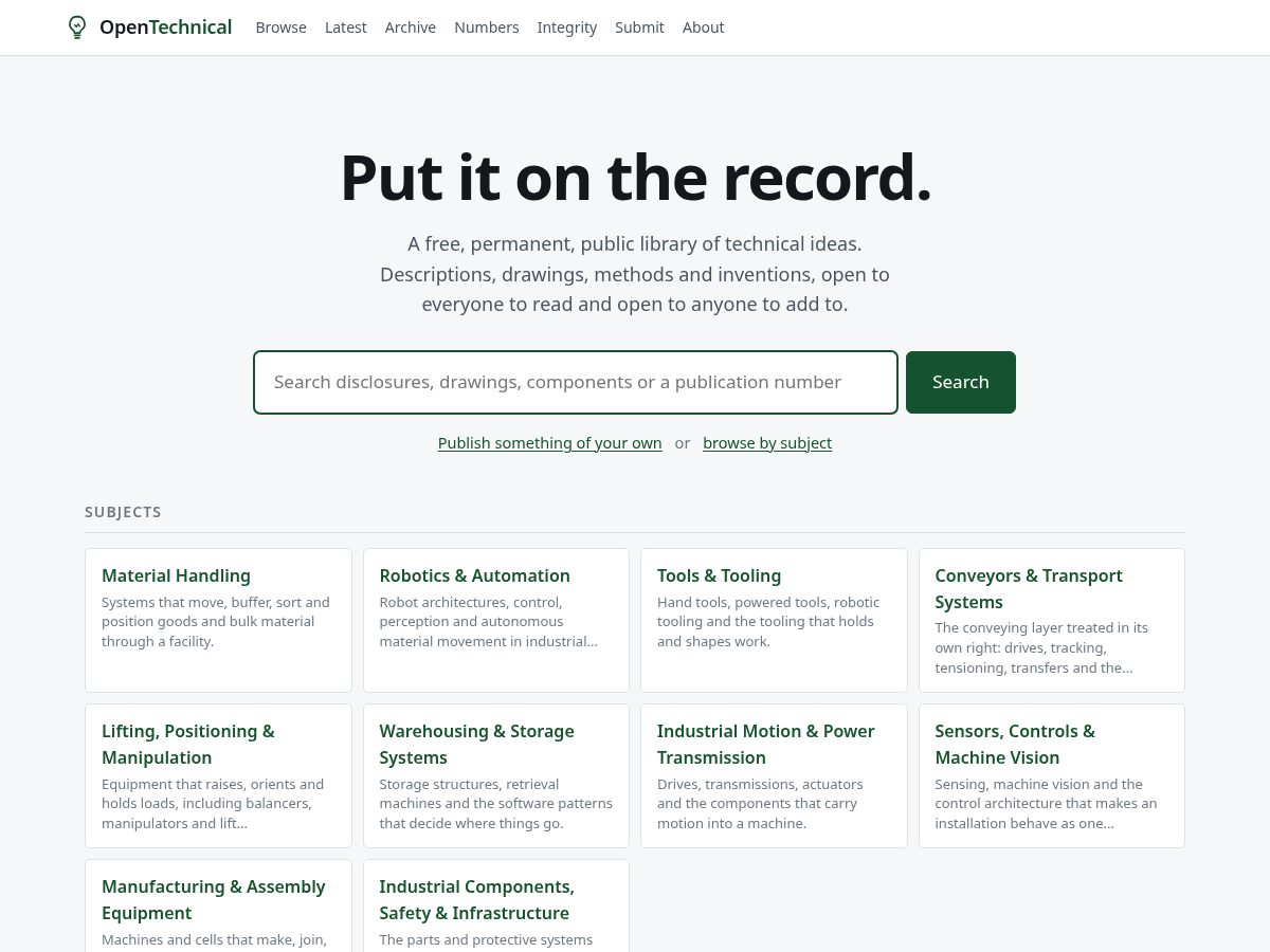 Landing-page snapshot of opentechnical.org