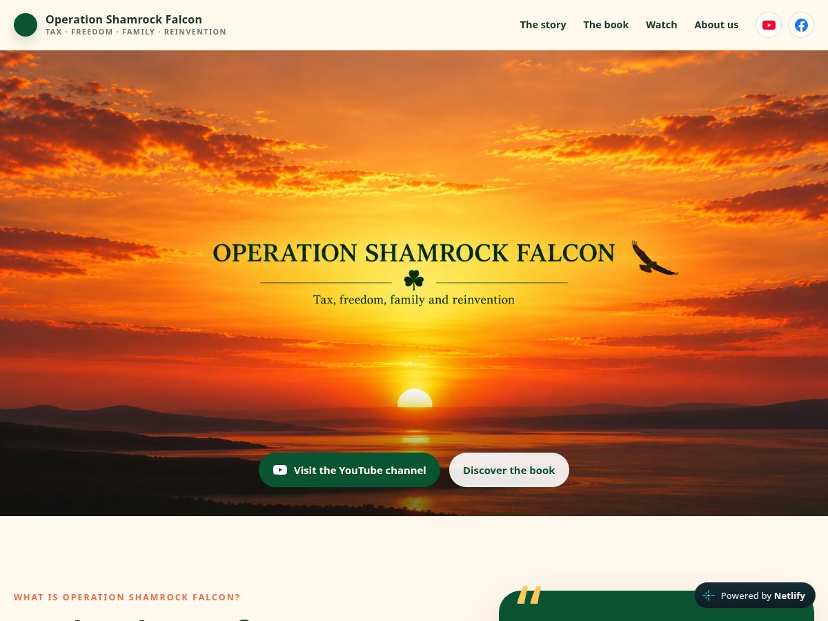 Landing-page snapshot of operationshamrockfalcon.com