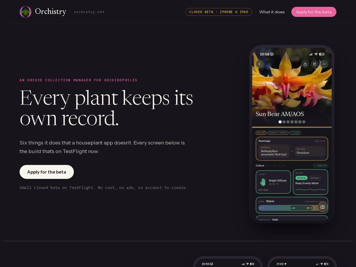 Landing-page snapshot of orchistry.net