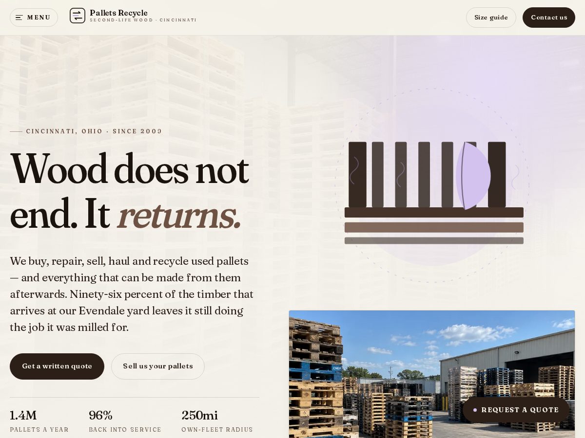 Landing-page snapshot of palletsrecycle.com