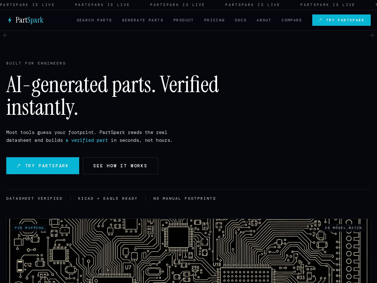 Landing-page snapshot of partspark.app