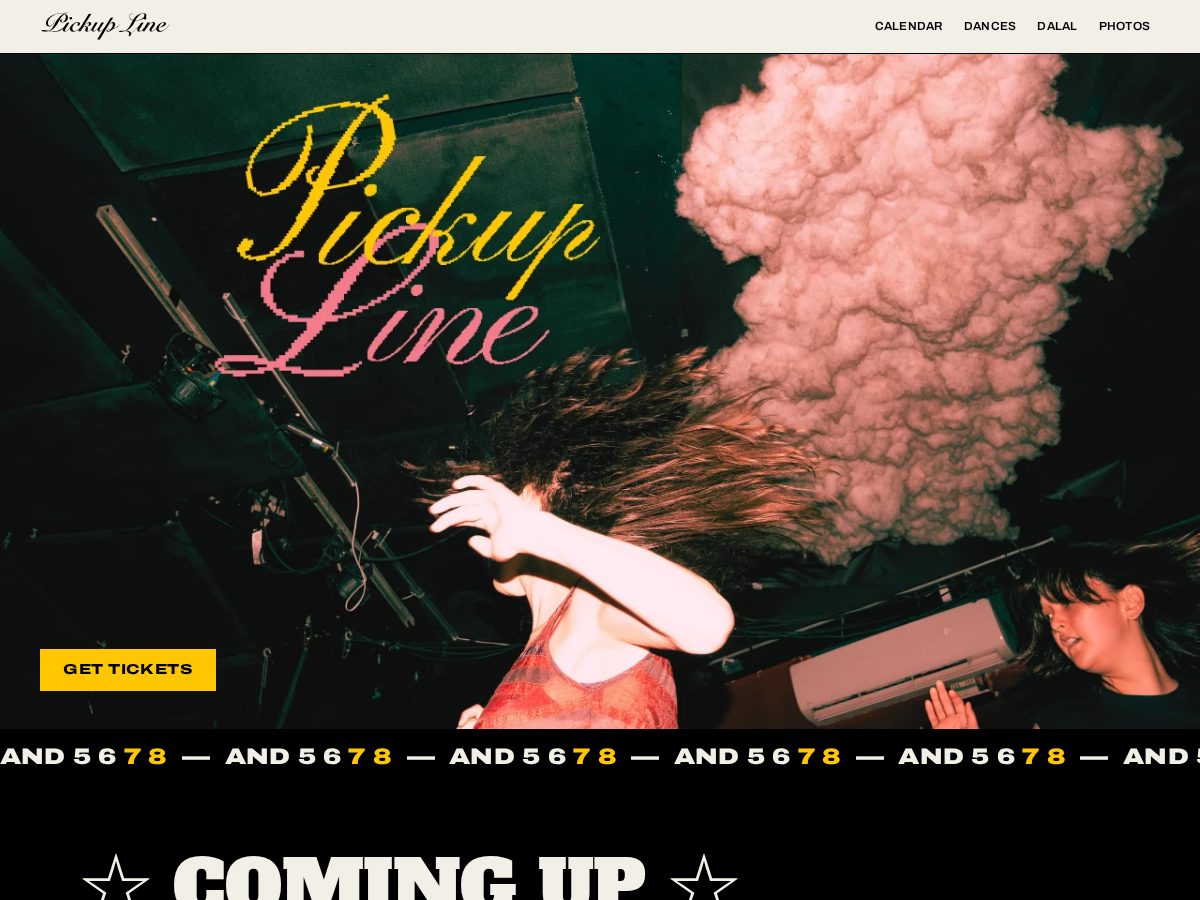 Landing-page snapshot of pickupline.dance