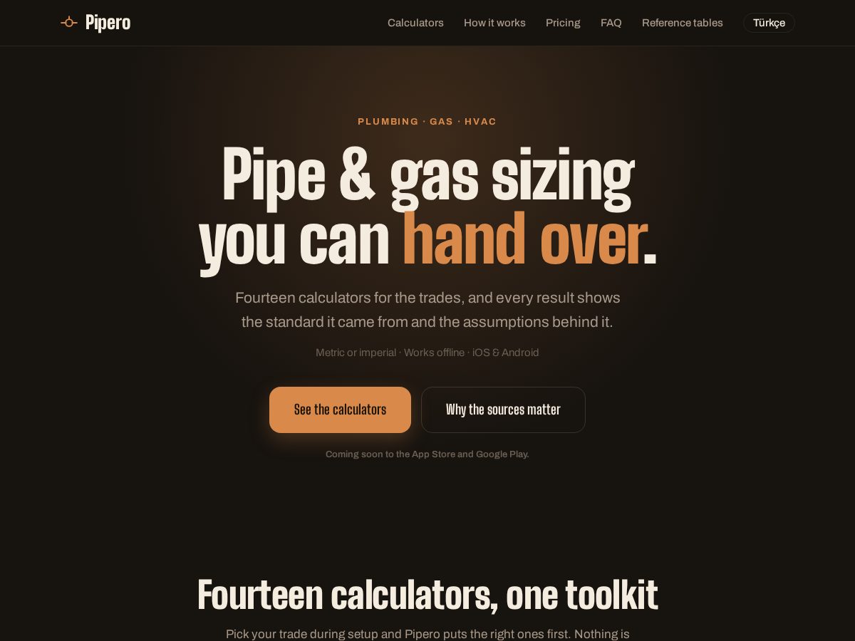 Landing-page snapshot of pipero.app