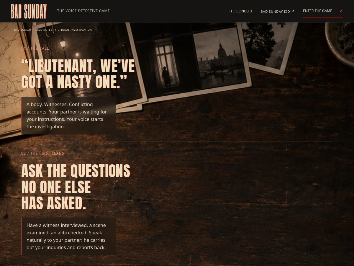 Landing-page snapshot of playbadsunday.com