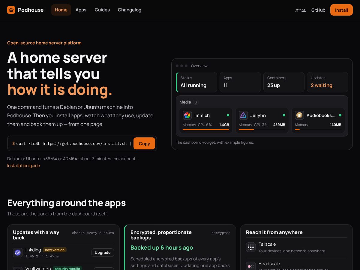 Landing-page snapshot of podhouse.dev