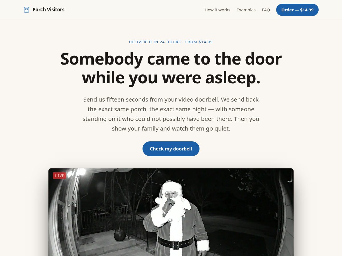 Landing-page snapshot of porchvisitors.com
