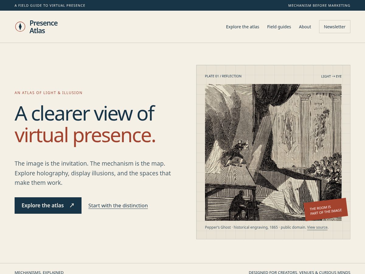 Landing-page snapshot of presenceatlas.com