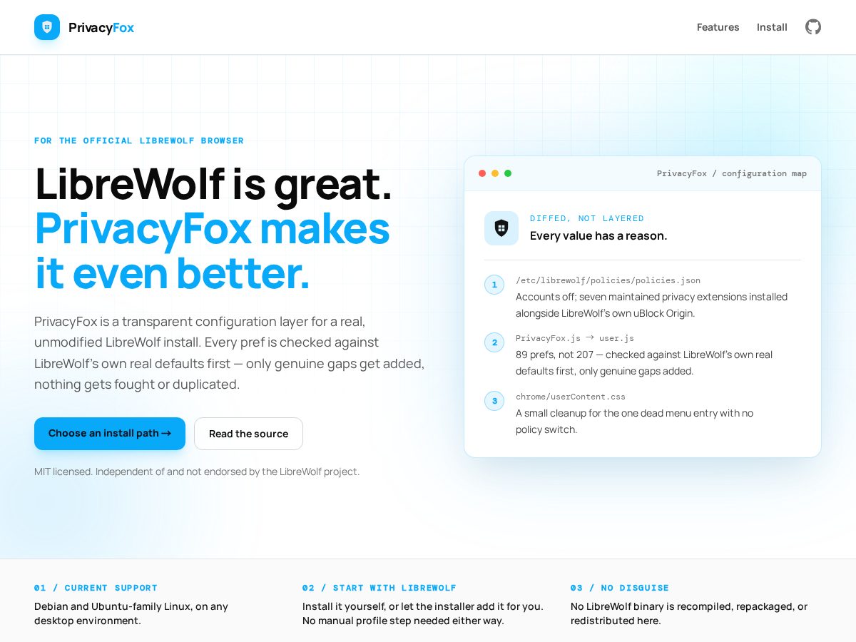 Landing-page snapshot of privacyfox.dev