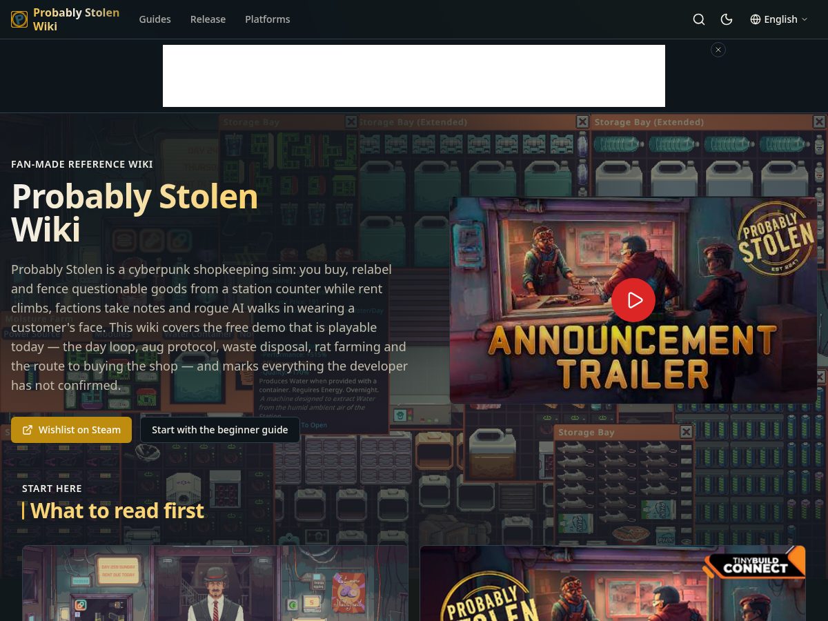 Landing-page snapshot of probably-stolen.wiki
