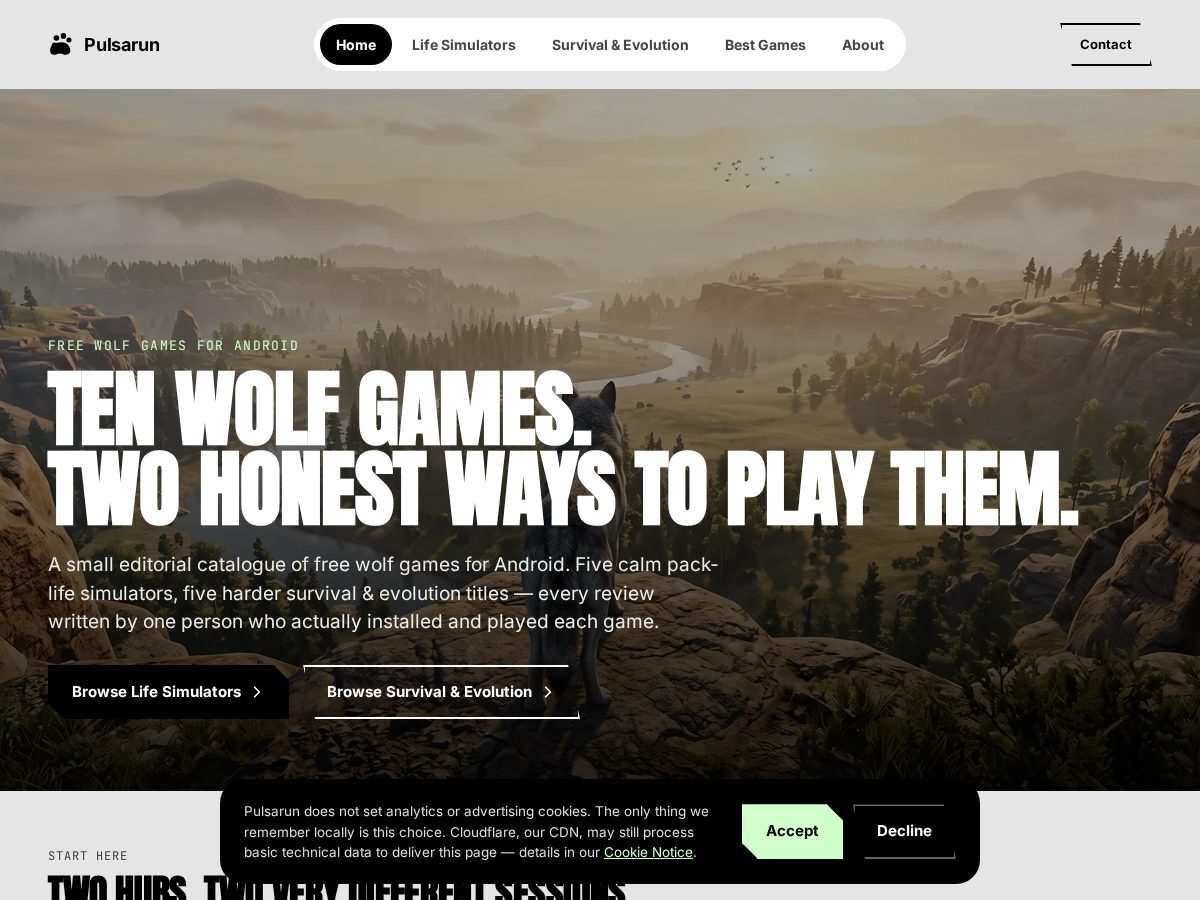 Landing-page snapshot of pulsarun.com