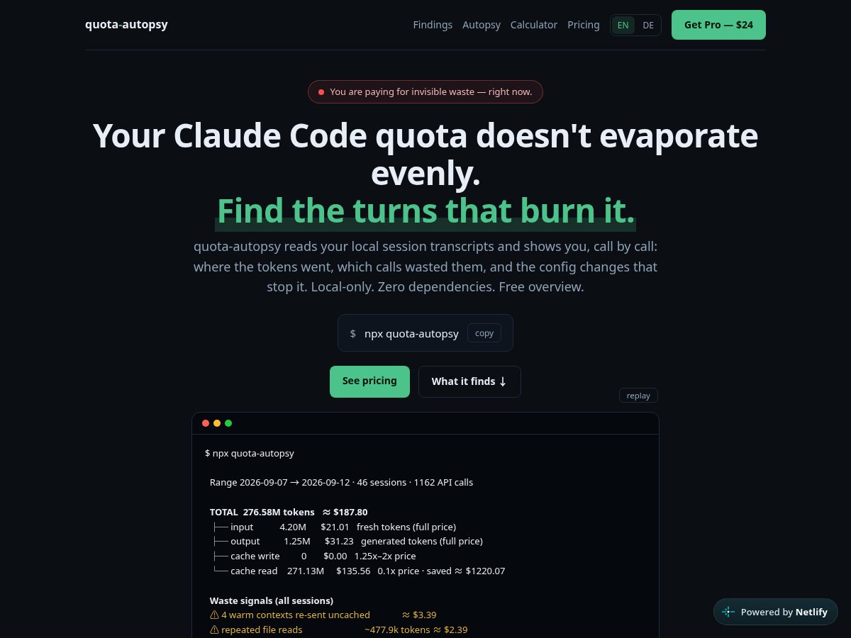 Landing-page snapshot of quota-autopsy.pro